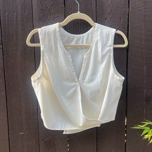 ADAY Womens White Minimalist Twist + Chill Wrap Top -- Size Small